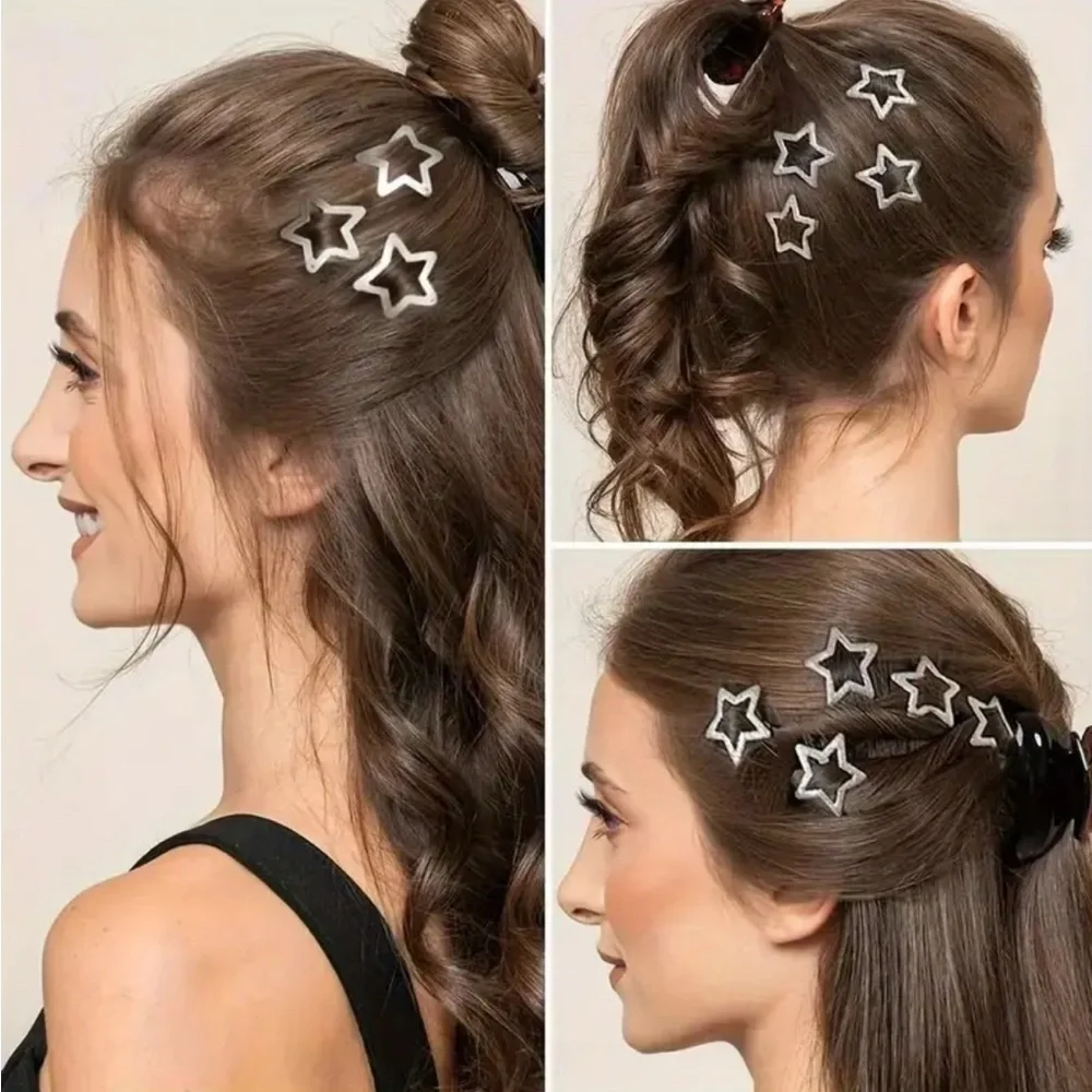 Chic 6 Silver Star Hair Clips